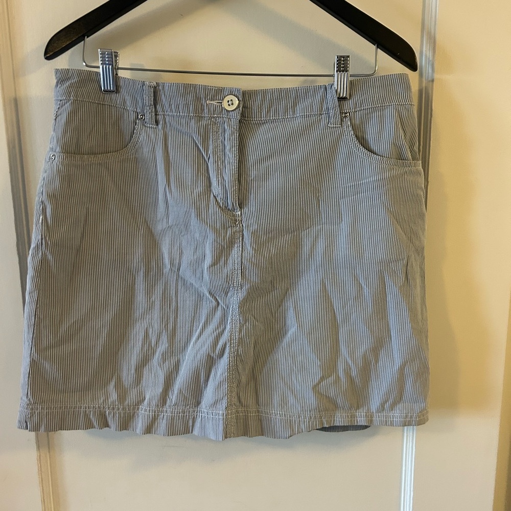 Karen Scott Blue and White Striped Skort